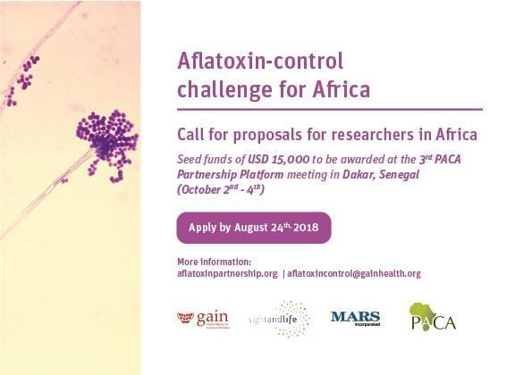 Call for Proposals for Researchers in Africa: PACA Aflatoxin-control Challenge 2018 ($15,000 Prize)