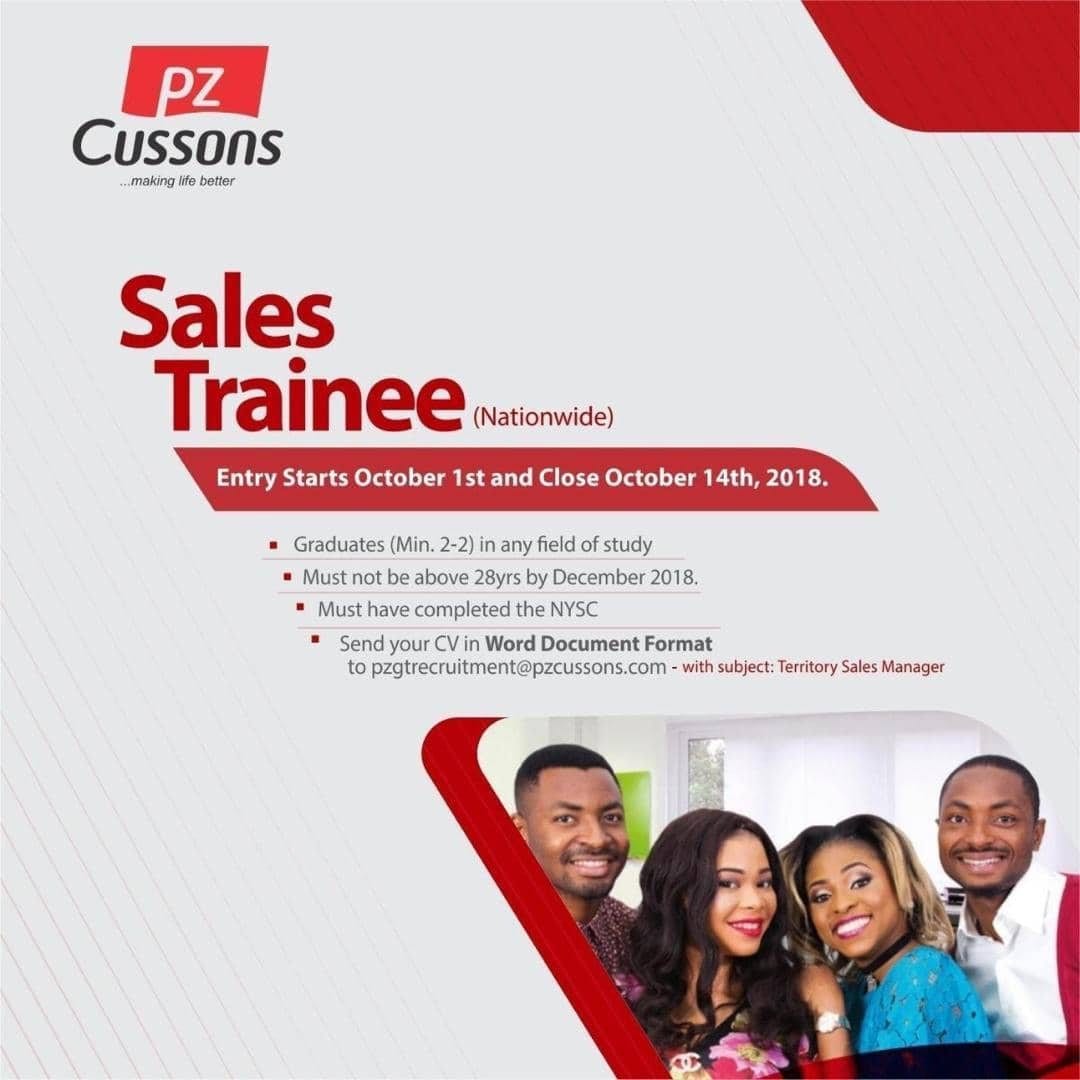 PZ Cussons Nigeria Plc Sales Graduate Student program 2018 for young Nigerian graduates