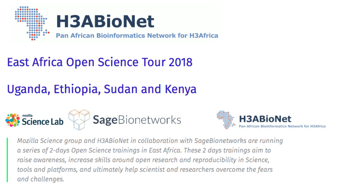 Mozilla Science group/H3ABioNet 2018 Open Science Workshops in East Africa.