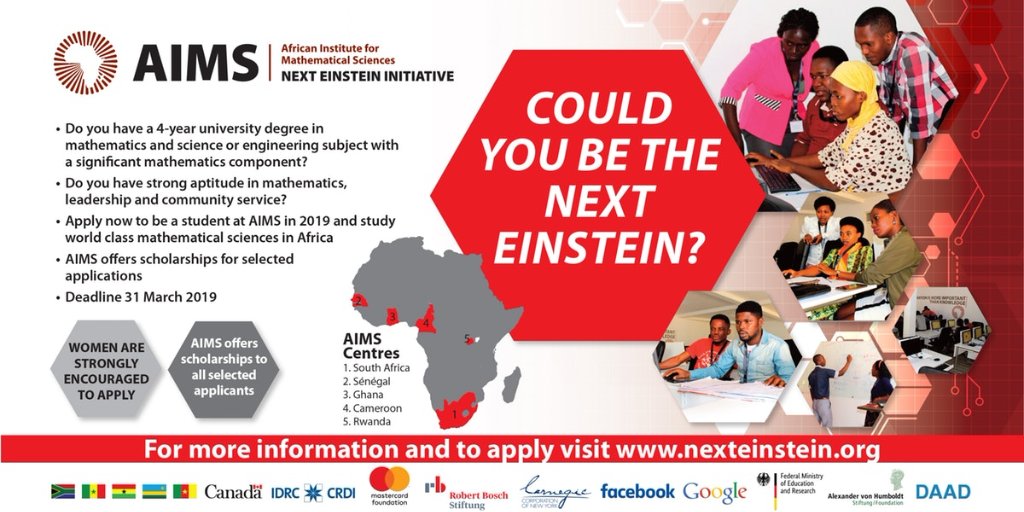 Next Einstein Effort African Institute of Mathematical Sciences (OBJECTIVES) Master’s Program 2019/2020 Scholarships (Totally Moneyed)