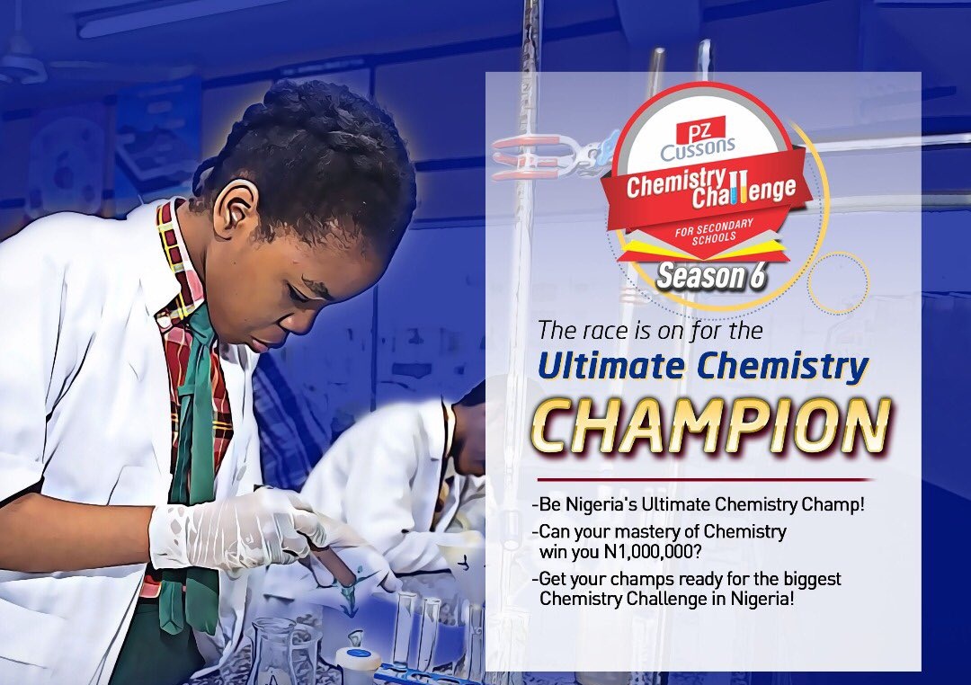 PZ Cussons Chemistry Difficulty 2019 for Secondary School Trainees in Nigeria (1,000,000 reward)