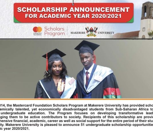 Makerere University MasterCard Foundation Scholars Program 2020/2021 for Undergraduate Study in Uganda (Fully Funded)