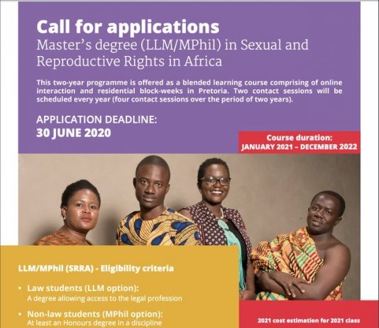 University of Pretoria LLM/MPhil (Sexual & Reproductive Rights in Africa) Scholarships 2021/2022 for African citizens (Fully Funded to study in South Africa)