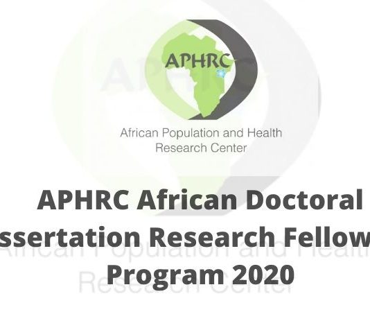 APHRC African Doctoral Dissertation Research Fellowship Program 2020 (Funding available)