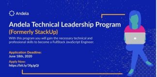 Andela Technical Leadership Program (StackUp) Cohort 4 for young Rwandans