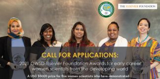 2021 OWSD-Elsevier Foundation Awards for Early-Career Women Scientists in the Developing World (USD 5,000 Prize)