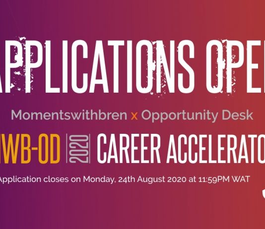 Momentswithbren-Opportunity Desk (MWBOD) Career Accelerator: August 2020 applications are open