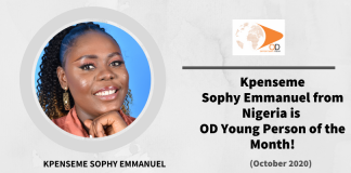 Kpenseme Sophy Emmanuel from Nigeria is OD Young Person of the Month for October 2020!