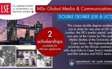 LSE and UCT Double Degree Masters Scholarships 2021/2022 for African Students (Fully-funded)