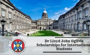 Dr Lloyd John Ogilvie Scholarships 2021/2022 for Masters Study at the University of Edinburgh