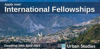 Urban Studies Foundation (USF) International Fellowship 2021 for Scholars from the Global South
