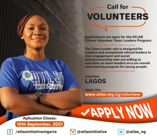 ATLAS Citizen Volunteer Team Leaders Program 2021 for Young People in Lagos, Nigeria