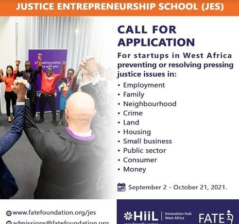 HiiL/FATE Foundation Justice Entrepreneurship School (JES) 2021 for West African Entrepreneurs.