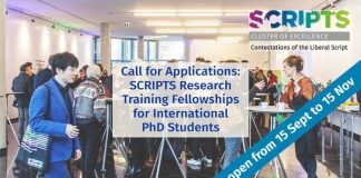 SCRIPTS Research Training Fellowships 2022 for International PhD Students (Funded)