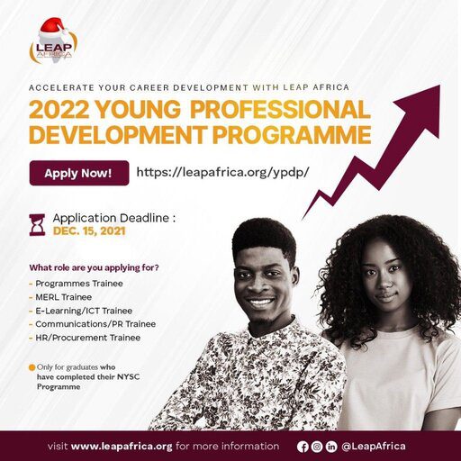 Leap Africa Young Professional Development Programme 2022 for young Nigerian graduates.
