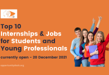 10 Internships and Jobs for Students and Young Professionals currently open – December 20, 2021