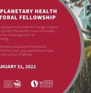 Stanford University/LSHTM Planetary Health Postdoctoral Fellowship 2022 (Funding available)